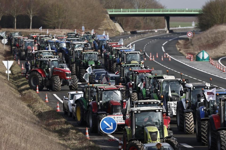 The government has announced a deployment of 15,000 police officers, mostly in the Paris region, to stop the farmers getting into Paris itself (AFP via Getty Images)