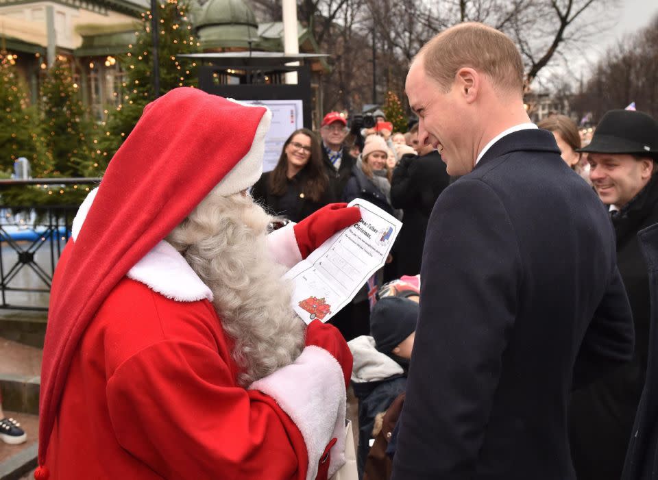 Prince William and Santa had a good laugh. Photo: Getty Images