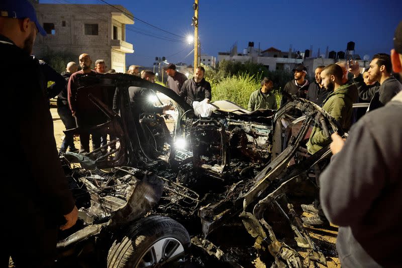 Aftermath of an Israeli airstrike on a vehicle, in Jenin