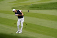 Justin Thomas hits from the first fairway during the third round of the Zozo Championship golf tournament Saturday, Oct. 24, 2020, in Thousand Oaks, Calif. (AP Photo/Marcio Jose Sanchez)