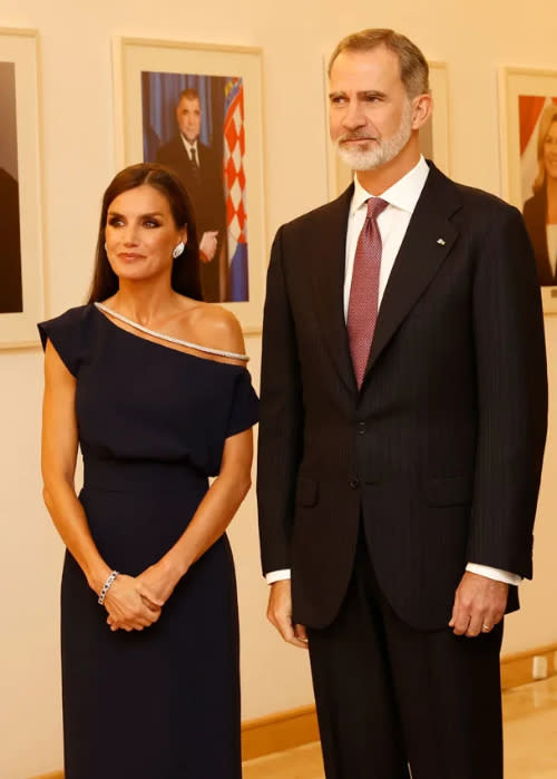 Doña Letizia y Felipe VI durante la cena ofrecida en honor a Sus Majestades en Zagreb