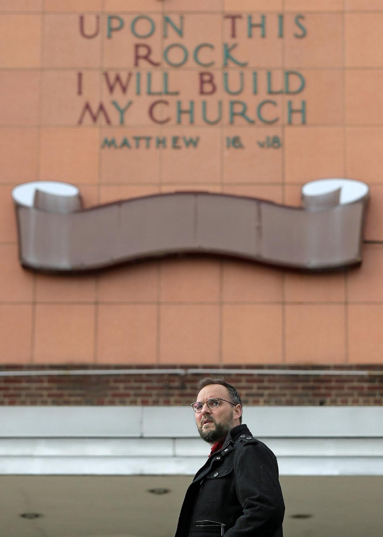 Kenmore resident Matt Pryor speaks about the squatters who have been spotted around the former Akron Baptist Temple building and the surrounding area in Akron.