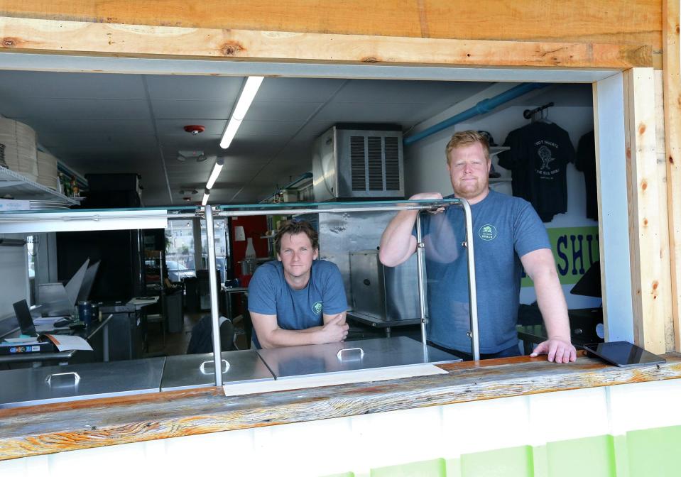 Conor Walsh, left, and Russ Hilliard, of Swell Oyster Company are opening a new raw bar and patio at 3 D St. next to the Casino Ballroom.