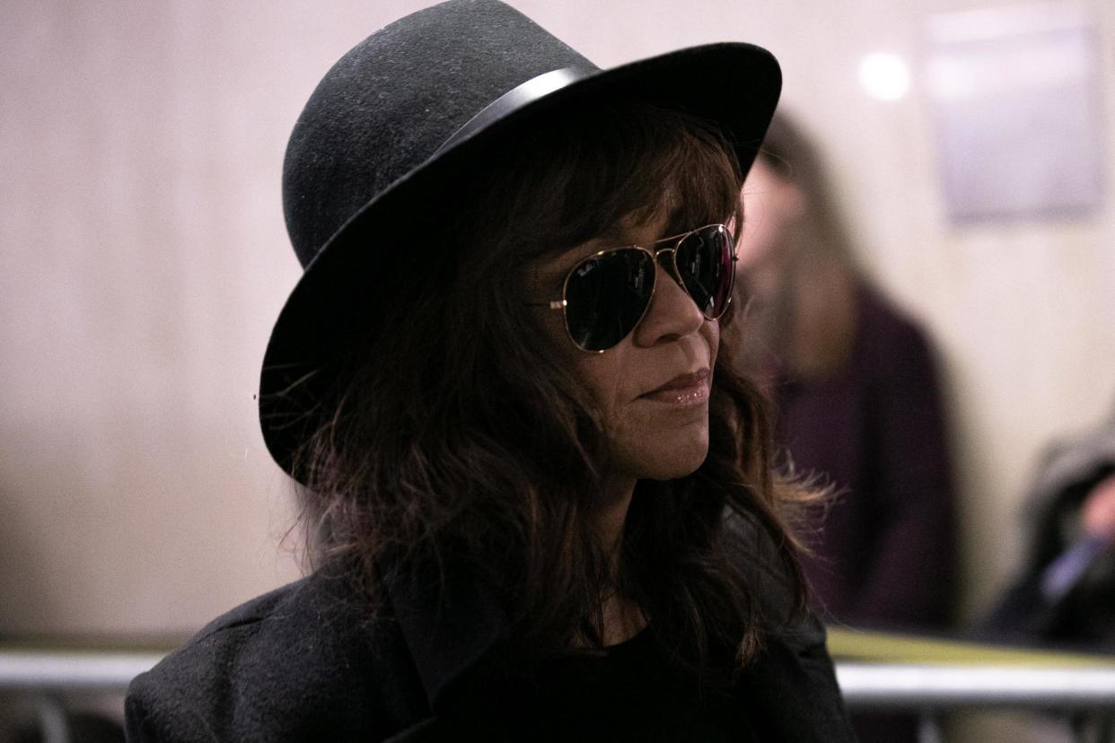 Rosie Perez arrives for the continuation of Harvey Weinstein's trial on 24 January 2020 in New York City: Jeenah Moon/Getty Images