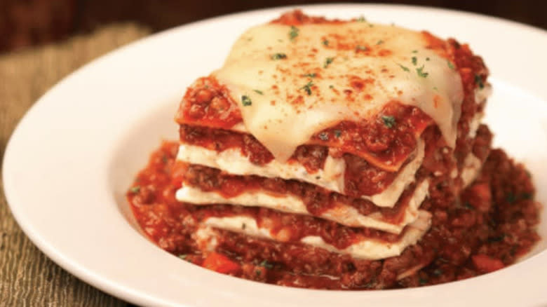 Johnny Carino's freshly baked lasagna