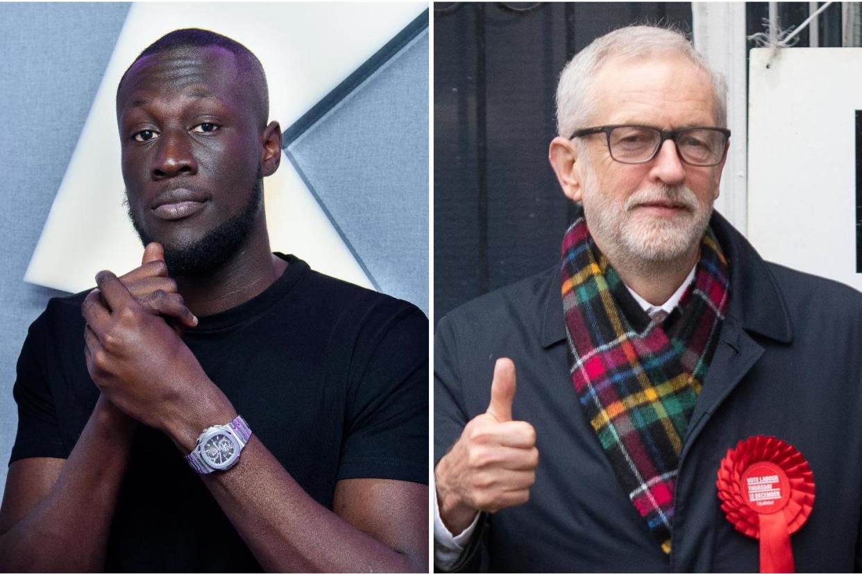 Stormzy has urged his followers to vote for Corbyn: Getty/PA