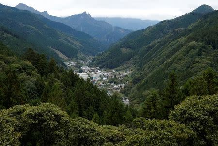 Hamlet of Nanmoku Village is seen between mountains in Gunma prefecture, northwest of Tokyo, Japan October 12, 2017. REUTERS/Issei Kato