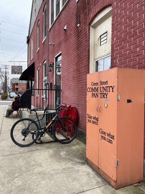 In Harrisburg, Peter Leonard, owner of Little Amps Coffee Roasters provided space outside his location at 1836 Green Street, for community members to start a public pantry.