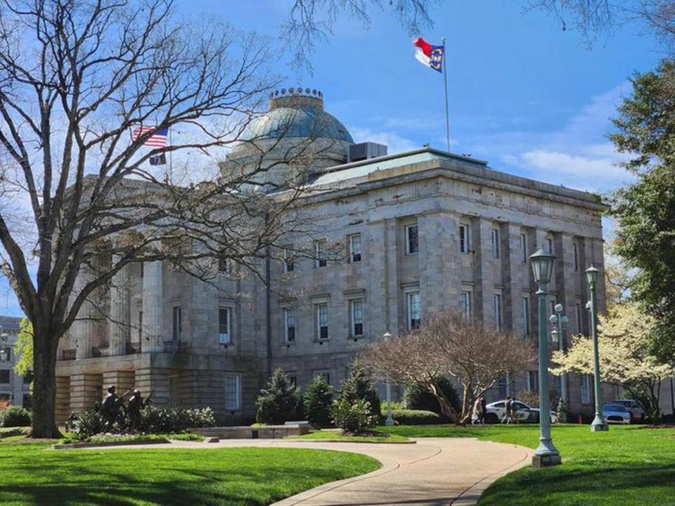 The North Carolina State Capitol, pictured on March 14, 2023. Gov. Roy Cooper has proposed $3 million in the state budget to fund the long-stalled African American monument on the Capitol grounds.