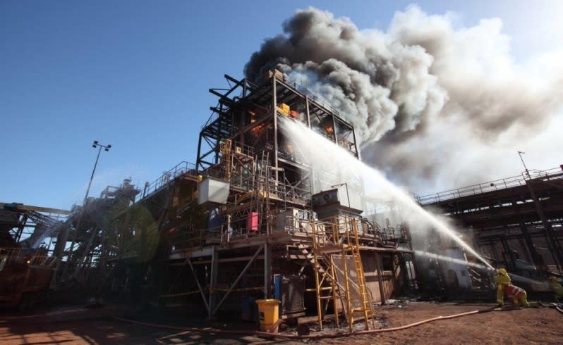 Fire ripped through the Windimurra plant last year.