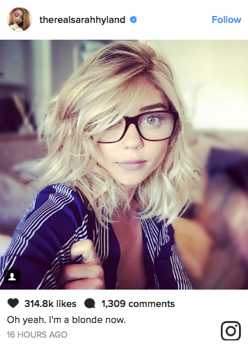 Modern Family actress Sarah Hyland debuted a shaggy, blond haircut after a visit to Nine Zero One hair salon.