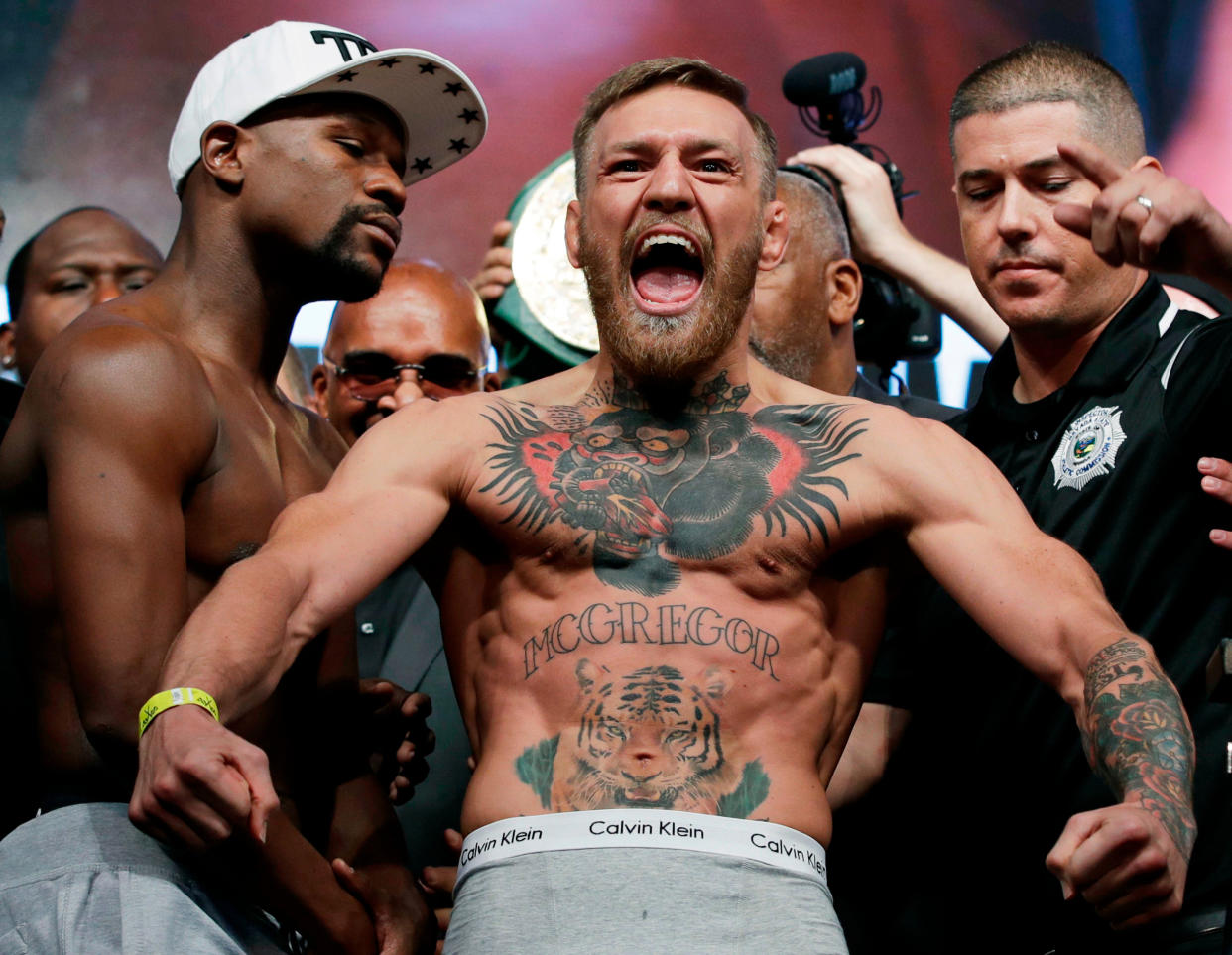 Conor McGregor responded to praise and admiration from Floyd Mayweather with, well, some not so kind words. (AP)