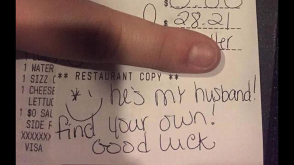 Server Told to Find Her Own Husband on TGI Fridays Receipt