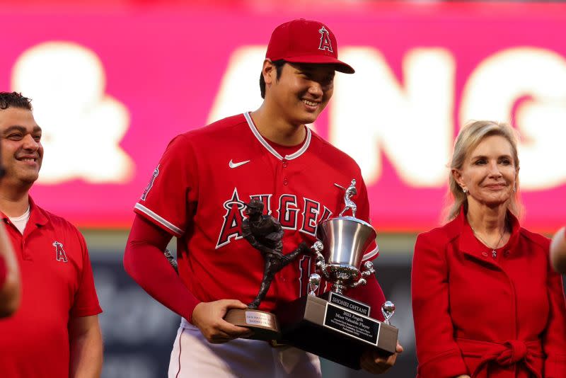 ▲大谷翔平連續2年隊內MVP。（天使隊推特）