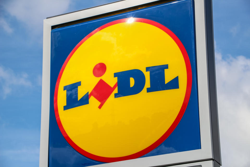 Lidl store is seen in Gdansk, Kokoszki district,  Poland on 21 July 2019 Lidl Poland . Lidl Poland opens on Tuesday 30th, July a 148 hour non-stop open store on the Poland Rock Festival in Kostrzyn, Western Poland. Huge 1400 sq. m. mall with food and camping/festival gear will offer 500.000 breads, juices, meats, vegetables and non-alcoholic beer. Every of 240 employee gets accomodation, food, and extra wage. (Photo by Michal Fludra/NurPhoto via Getty Images)