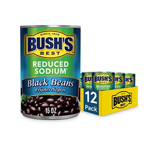 <p><strong>Bush's Best</strong></p><p>amazon.com</p><p><strong>$15.36</strong></p><p><a href="https://www.amazon.com/dp/B01MQRSTKC?tag=syn-yahoo-20&ascsubtag=%5Bartid%7C10055.g.5147%5Bsrc%7Cyahoo-us" rel="nofollow noopener" target="_blank" data-ylk="slk:Shop Now;elm:context_link;itc:0;sec:content-canvas" class="link ">Shop Now</a></p><p>You don't have to go to <a href="https://www.goodhousekeeping.com/health/diet-nutrition/g4622/healthiest-fast-food/" rel="nofollow noopener" target="_blank" data-ylk="slk:Chipotle;elm:context_link;itc:0;sec:content-canvas" class="link ">Chipotle</a> to get your fix. Black beans pack both protein,<a href="https://fdc.nal.usda.gov/fdc-app.html#/food-details/993035/nutrients" rel="nofollow noopener" target="_blank" data-ylk="slk:(7 grams) and fiber (5 grams);elm:context_link;itc:0;sec:content-canvas" class="link "> (7 grams) and fiber (5 grams)</a> in a half cup serving. Black beans are a good source of folate and iron and if you pair them with vitamin C containing foods, such as tomatoes or peppers, it will help to increase iron absorption.</p>