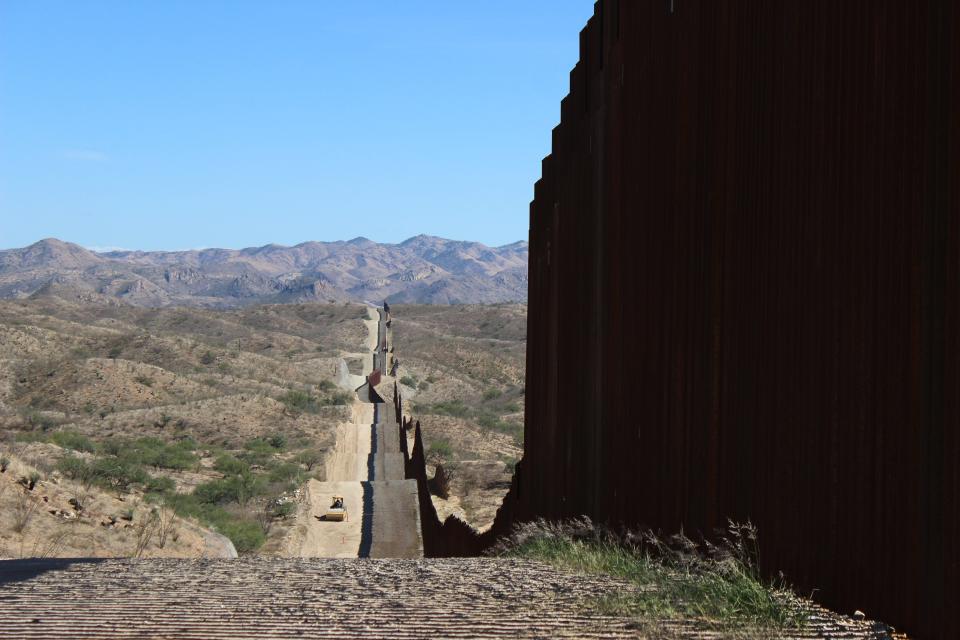 Gaps in the border wall are pictured near Sasabe on Friday, October 13, 2023.