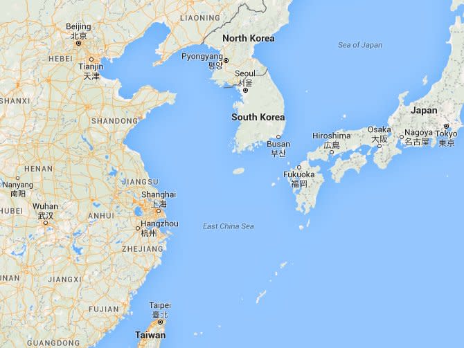 map of china south korea and norht korea