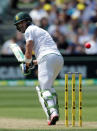 Cricket - Australia v South Africa - Third Test cricket match - Adelaide Oval, Adelaide, Australia - 24/11/16. South African captain Faf du Plessis plays a shot behind during the first day of the Third Test cricket match in Adelaide. REUTERS/Jason Reed