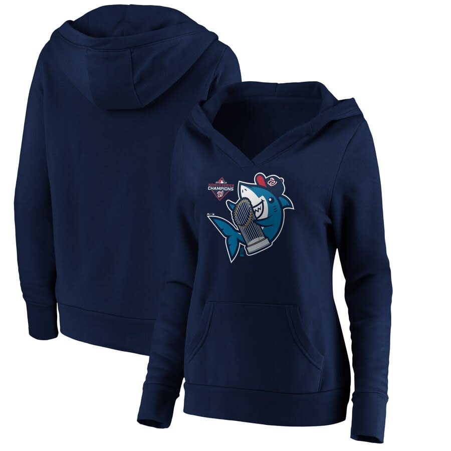 Women's Nationals 2019 World Series Champions Trophy Shark V-Neck Pullover Hoodie