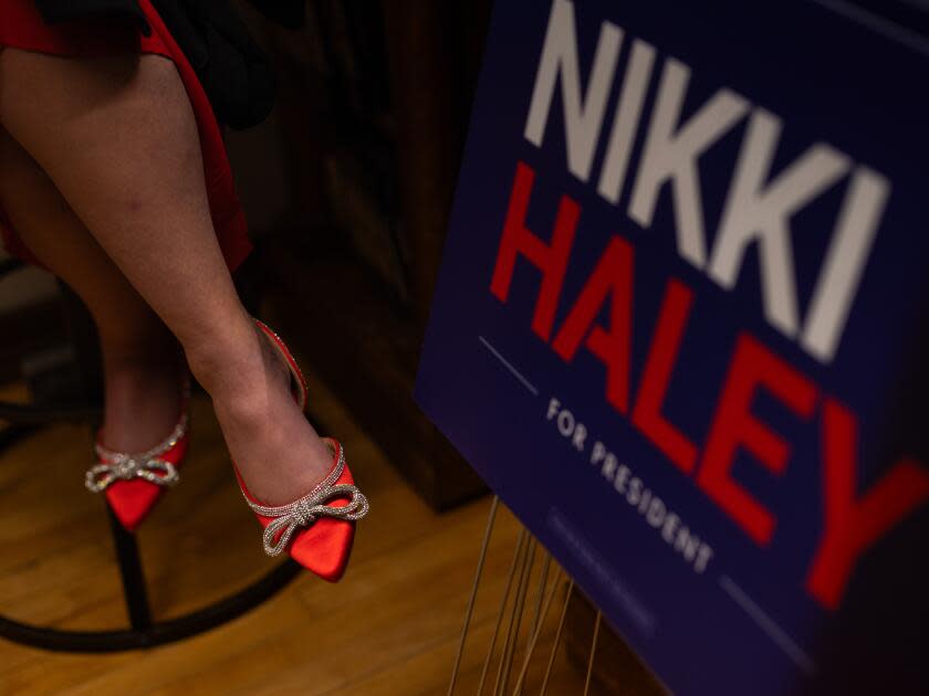 The shoes of a supporter of former U.N. Ambassador and current 
