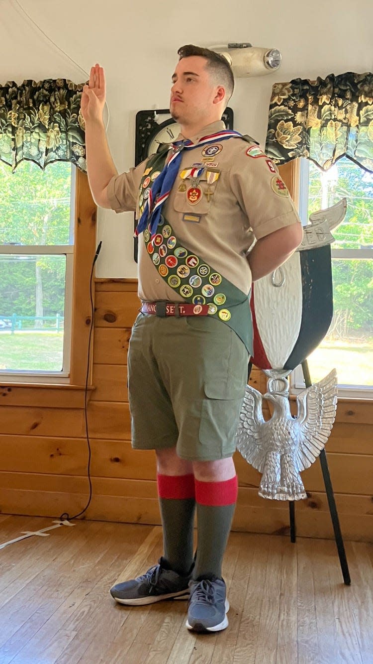 Michael Newton of Gardner was honored as an Eagle Scout at a ceremony at the Hubbardston Rod and Gun Club in August.