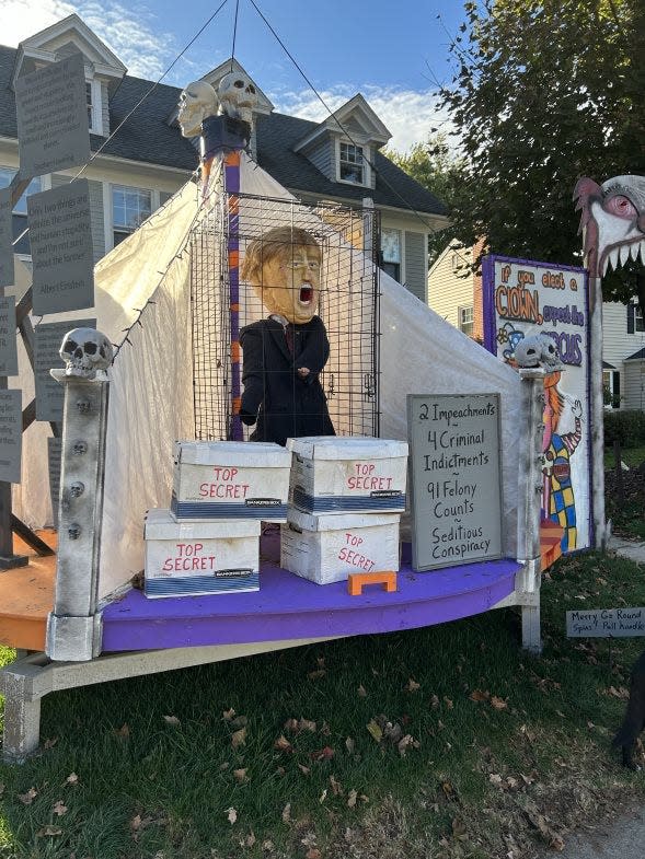 "Untied States Fun House" Halloween display in West Hartford, Connecticut.