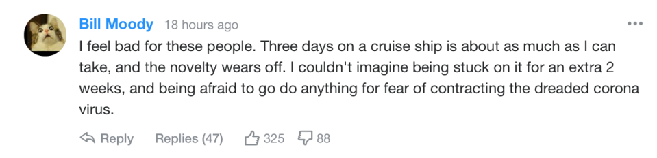 Yahoo readers react to quarantined cruise ship