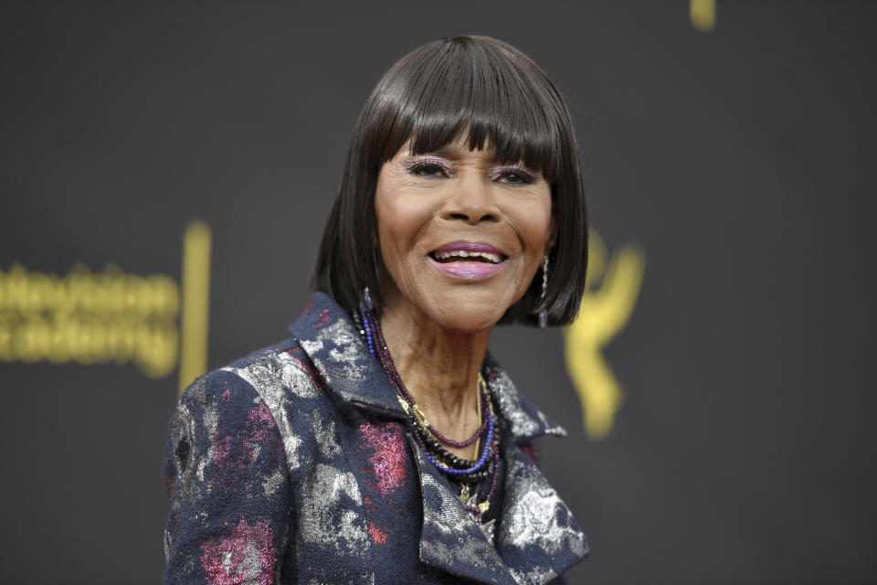 FILE - In this Sunday, Sept. 15, 2019, file photo, Cicely Tyson arrives at night two of the Creative Arts Emmy Awards in Los Angeles. Tyson appears in "Cherish the Day," airing 10 p.m. EST Tuesday on OWN. The series follows a Los Angeles couple's relationship over eight episodes that span five years. Xosha Roquemore and Alano Miller star in the network's first anthology series, created by filmmaker and TV producer Ava DuVernay. (Photo by Richard Shotwell/Invision/AP, file)