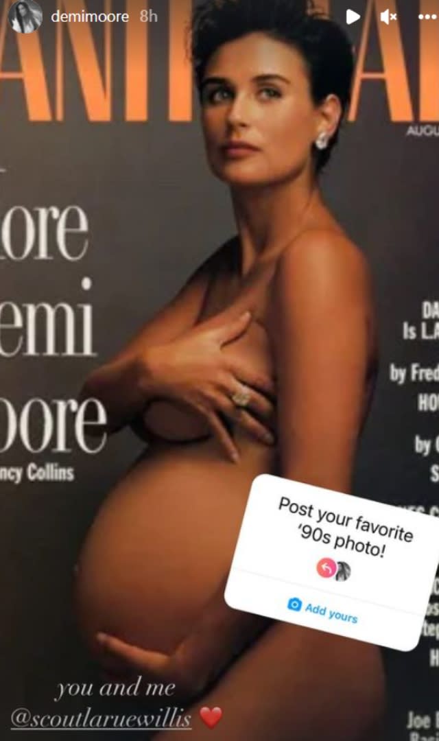 Demi Moore's Latest Throwback Photo Shows Her Iconic Baby Bump Photoshoot  With Daughter Scout Willis