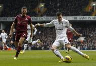 Tottenham winger Gareth Bale (R) scores his second goal in the 2-1 home win over Newcastle United at White Hart Lane on February 9, 2013. Bale maintained his sublime form with a brilliant brace against a stubborn Newcastle