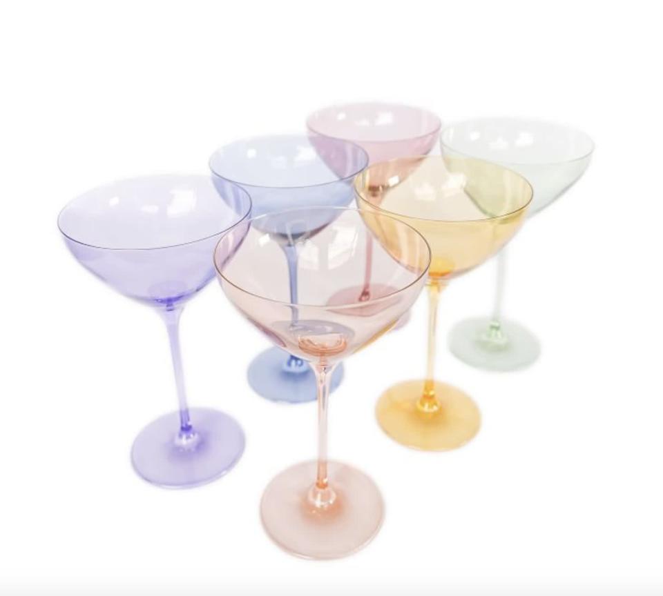 <p>Customers are obsessed with the popular pieces from the Estelle Colored Glass line. Our top pick right now is the <span>Estelle Colored Glass Stemmed Wine Glass Set</span> ($205 for six). The rainbow set is the perfect way to add something vibrant to your space. If rainbow isn't your thing, you can get it in eight other solid colors.</p>