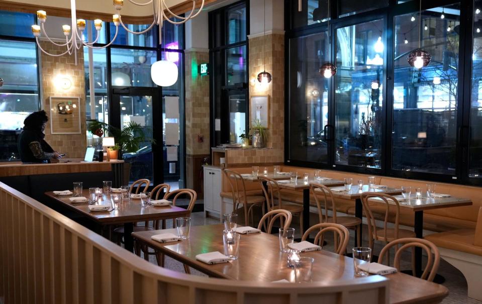 The dining room of the new Oberlin is airy and stylish, and adjacent to sister restaurant Gift Horse.