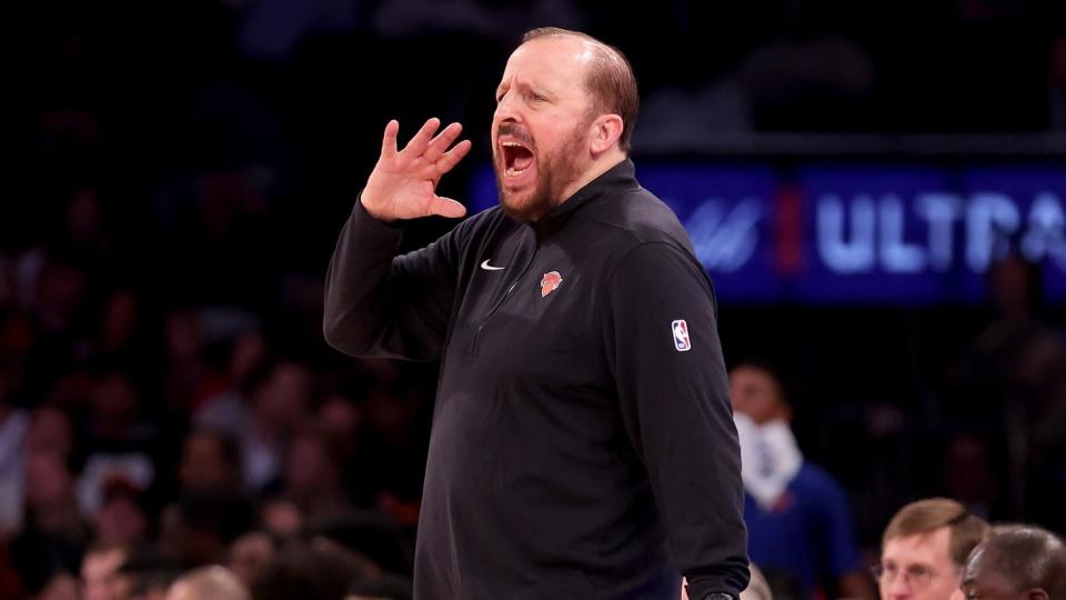 New York Knicks head coach Tom Thibodeau coaches against the Washington Wizards during the fourth quarter at Madison Square Garden.