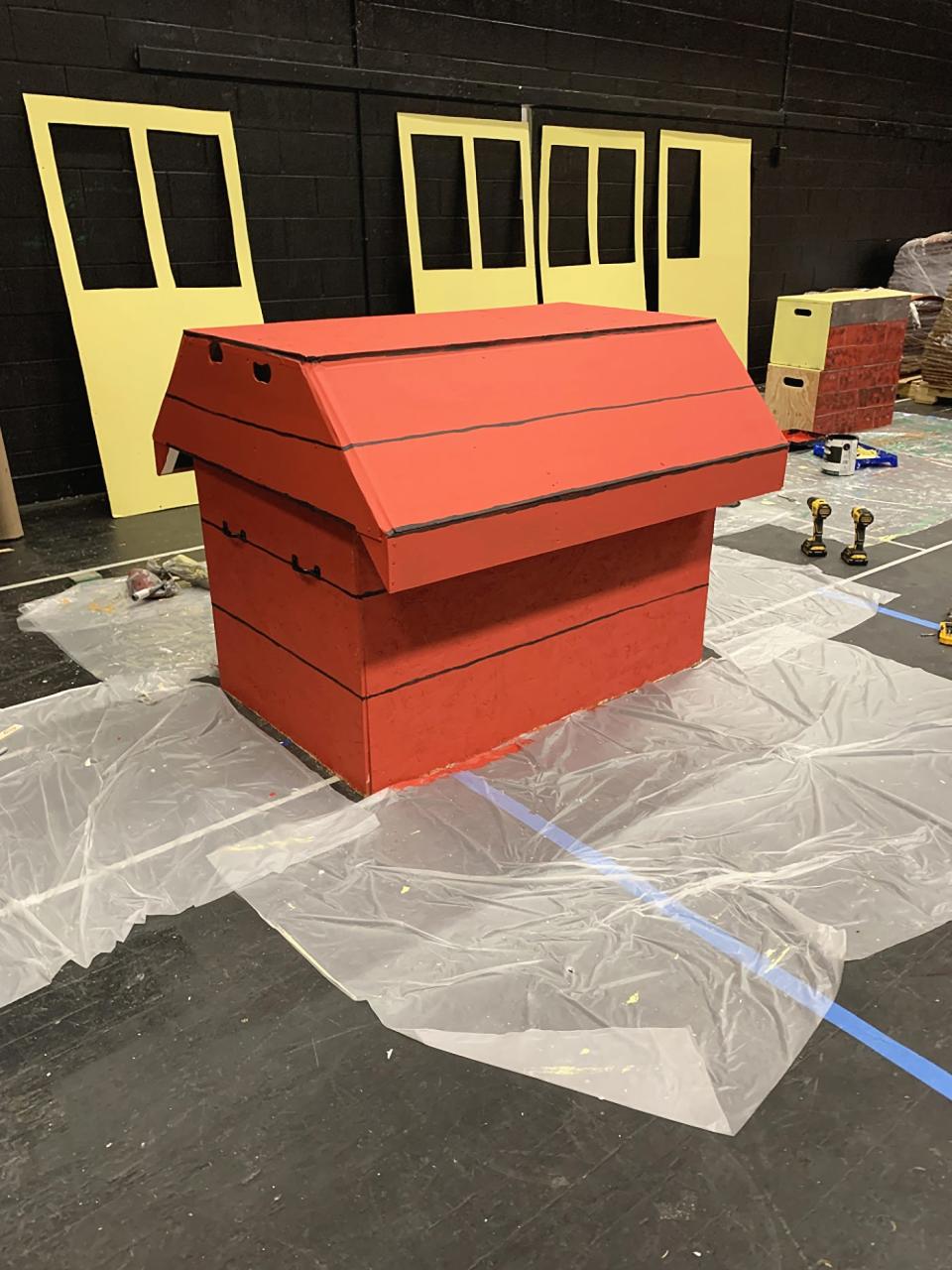 These sets are being painted for the Gardner High production of “You’re a Good Man, Charlie Brown.”