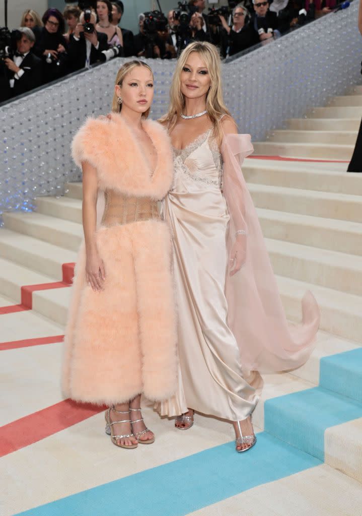 <p>Mother-daughter Kate and Lila Moss both wore Fendi couture gowns by Kim Jones as they attended the 2023 Met Gala .</p>