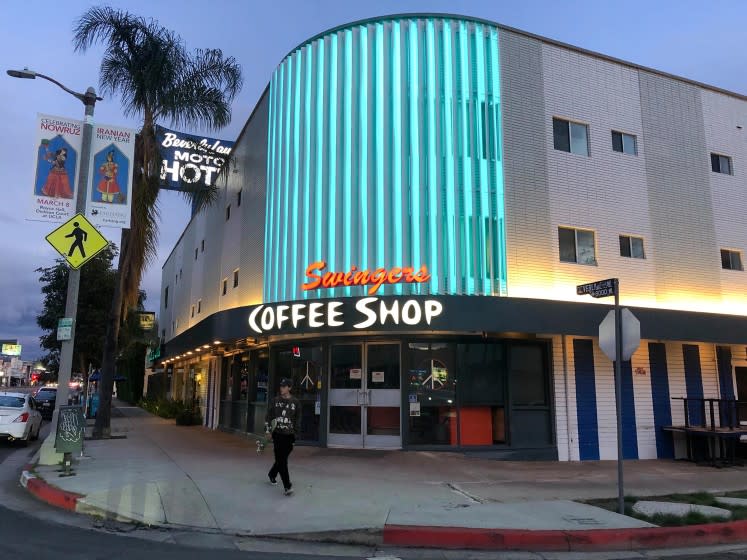 LOS ANGELES, CA. March 19, 2020: Swingers Coffee Shop, now closed. (Andrea Chang/Los Angeles Times).