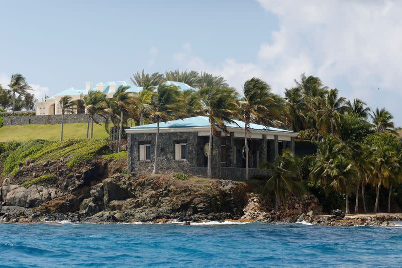 Houses are seen at Little St. James Island, one of the properties of financier Jeffrey Epstein, near Charlotte Amalie