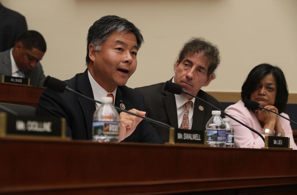 Rep. Ted Lieu, D-Calif., front row, left. (Photo: Alex Wong/Getty Images)