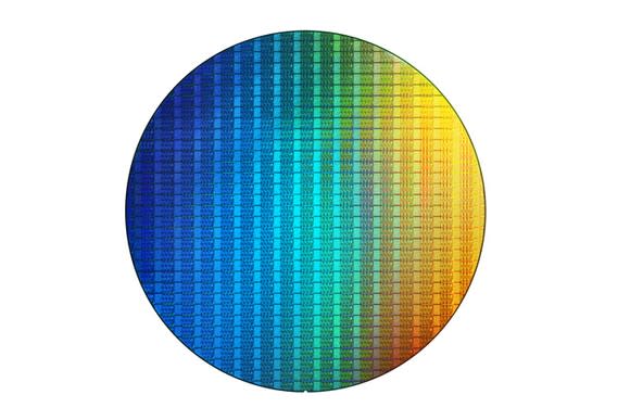 A wafer of Intel processors.