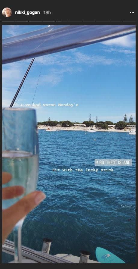 Nikki shared this snap revealing she's in Rottnest Island. Source: Instagram/nikki_gogan