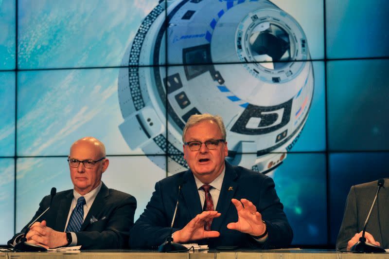 NASA discuss the status of the Boeing CST-100 Starliner spacecraft orbital test flight in Cape Canaveral