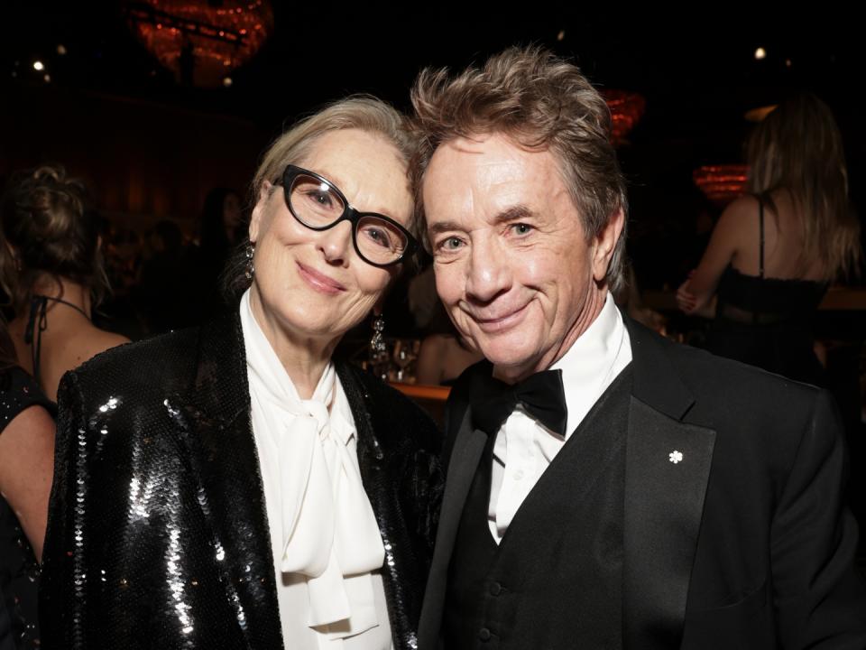  Meryl Streep and Martin Short at the 81st Annual Golden Globe Awards, airing live from the Beverly Hilton in Beverly Hills, California on Sunday, January 7, 2024, at 8 PM ET/5 PM PT, on CBS and streaming on Paramount+. 