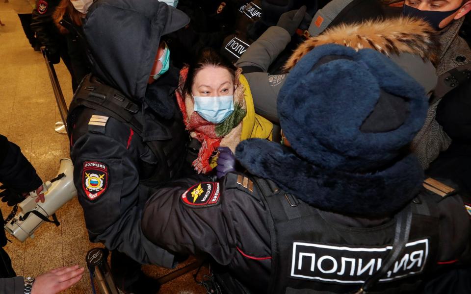 Police arrested people waiting to meet the opposition leader in Moscow - Handout via REUTERS 