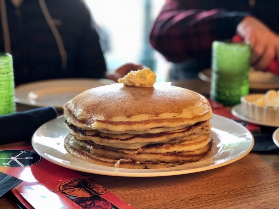 A stack of pancakes at Hazel's in Birmingham.