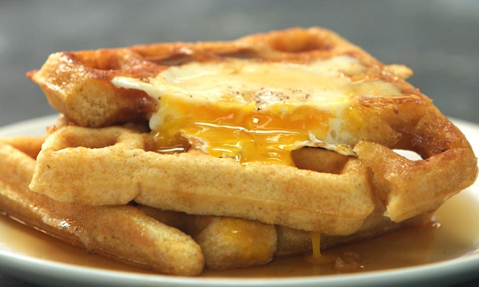 Egg in a Waffle Hole Is What Breakfast Dreams Are Made Of