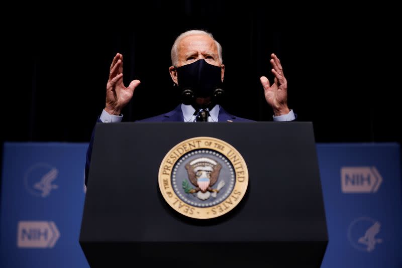 U.S. President Joe Biden visits the National Institutes of Health (NIH) in Bethesda, Maryland