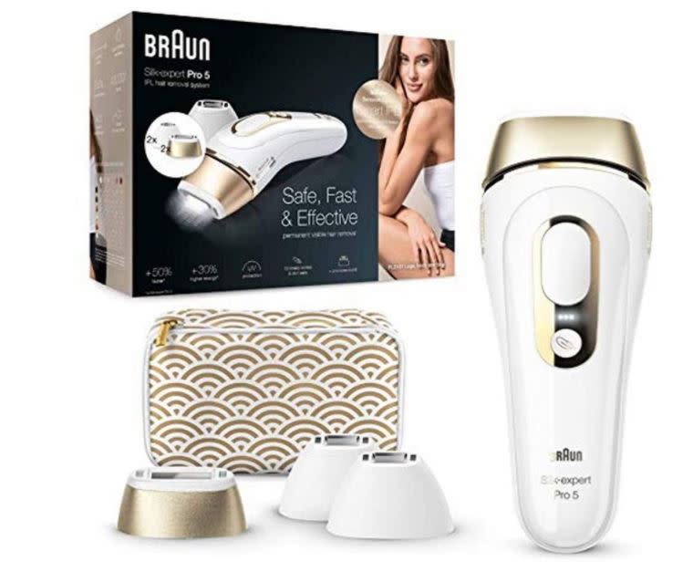 Braun Silk-expert Pro 5 PL5137MN Epilatore Luce Pulsata, Bianco/Oro con Custodia Deluxe