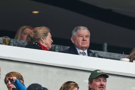Dec 17, 2017; Charlotte, NC, USA; Panthers owner Jerry Richardson watches his team during the first quarter at Bank of America Stadium. Mandatory Credit: Jim Dedmon-USA TODAY Sports