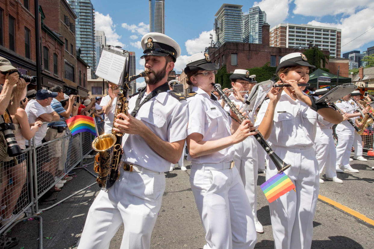 The Canadian Naval Band performs during the Toronto Pride Parade on July 3, 2016. (Photo: Handout . / Reuters)